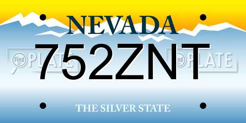 752ZNT Nevada License Plate