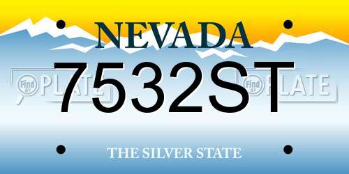 7532ST Nevada License Plate