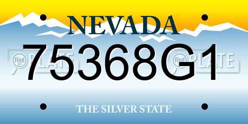 75368G1 Nevada License Plate
