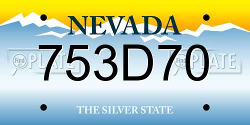 753D70 Nevada License Plate