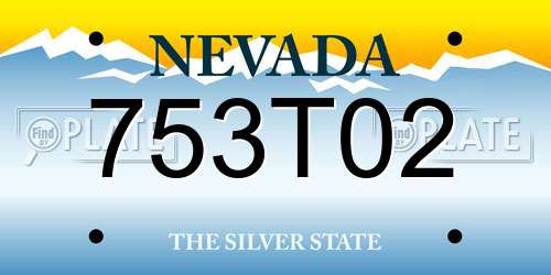 753T02 Nevada License Plate