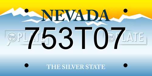 753T07 Nevada License Plate