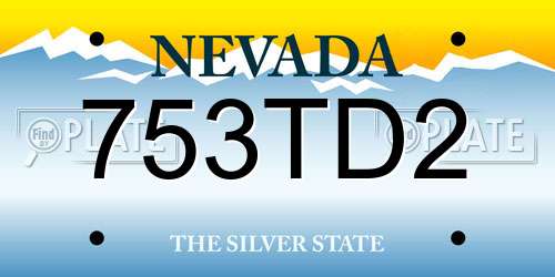 753TD2 Nevada License Plate
