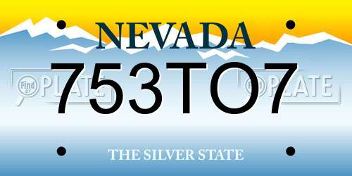 753TO7 Nevada License Plate