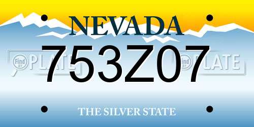 753Z07 Nevada License Plate