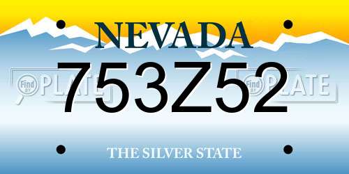 753Z52 Nevada License Plate