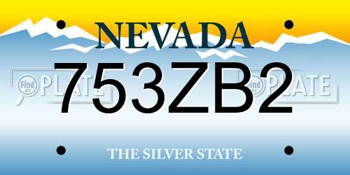 753ZB2 Nevada License Plate