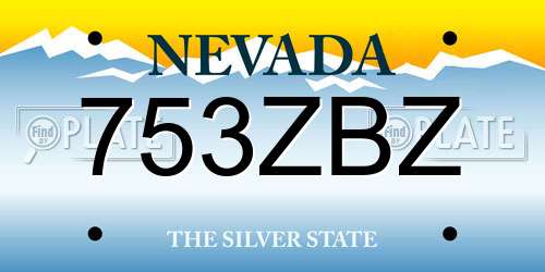 753ZBZ Nevada License Plate