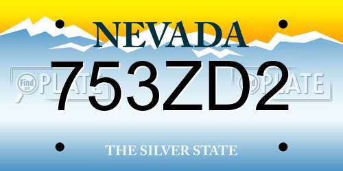 753ZD2 Nevada License Plate