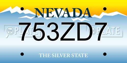 753ZD7 Nevada License Plate