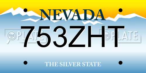 753ZHT Nevada License Plate