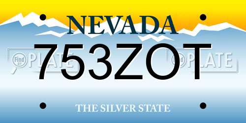 753ZOT Nevada License Plate