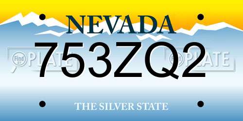 753ZQ2 Nevada License Plate