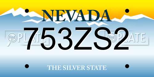 753ZS2 Nevada License Plate