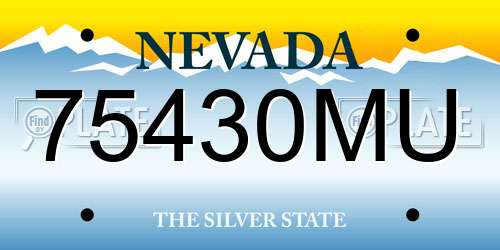 75430MU Nevada License Plate