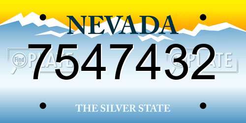 7547432 Nevada License Plate