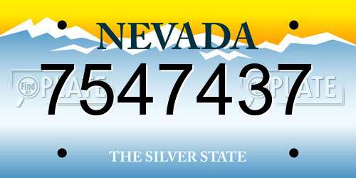 7547437 Nevada License Plate