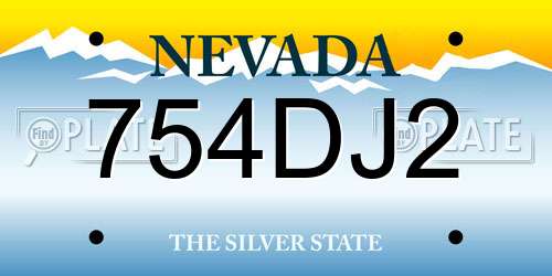 754DJ2 Nevada License Plate