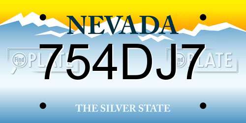 754DJ7 Nevada License Plate