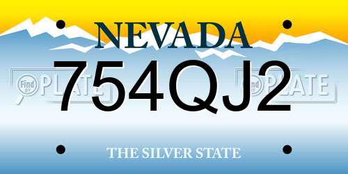 754QJ2 Nevada License Plate