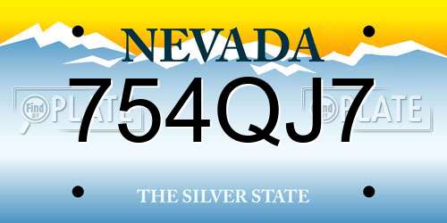 754QJ7 Nevada License Plate