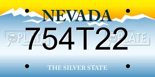 754T22 Nevada License Plate