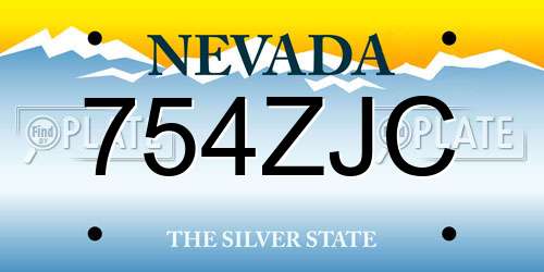 754ZJC Nevada License Plate