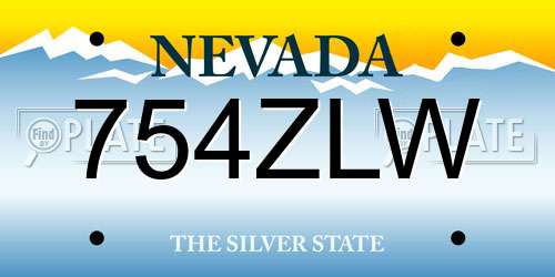 754ZLW Nevada License Plate