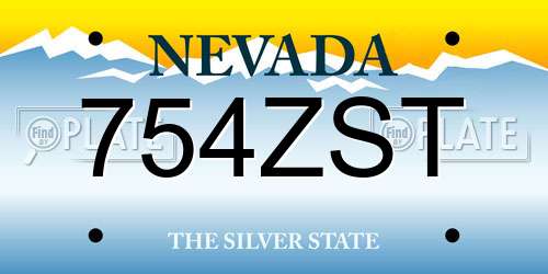 754ZST Nevada License Plate