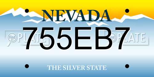 755EB7 Nevada License Plate
