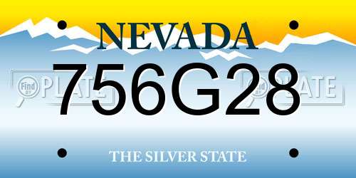 756G28 Nevada License Plate