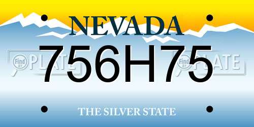 756H75 Nevada License Plate