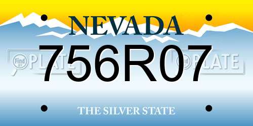 756R07 Nevada License Plate