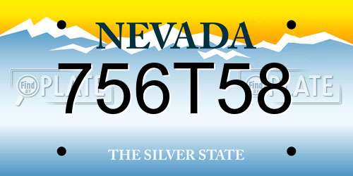 756T58 Nevada License Plate