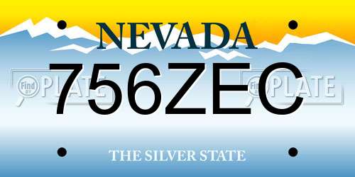 756ZEC Nevada License Plate