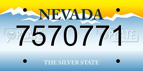 7570771 Nevada License Plate