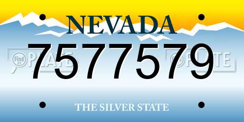 7577579 Nevada License Plate