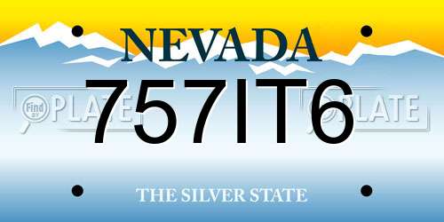 757IT6 Nevada License Plate