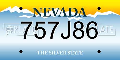 757J86 Nevada License Plate