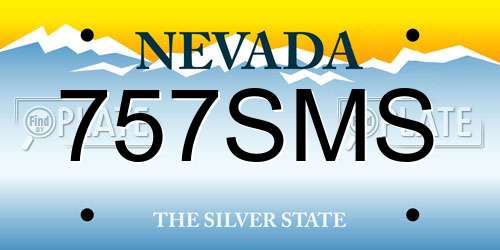 757SMS Nevada License Plate