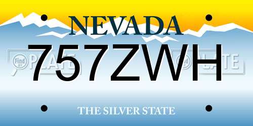 757ZWH Nevada License Plate