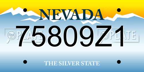 75809Z1 Nevada License Plate
