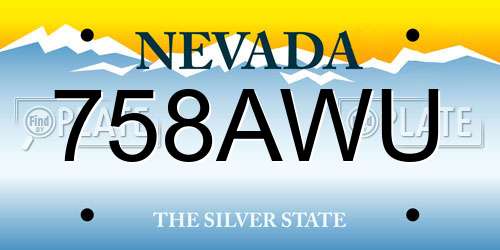 758AWU Nevada License Plate