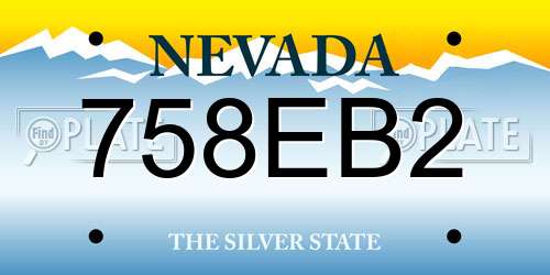 758EB2 Nevada License Plate