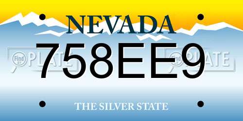 758EE9 Nevada License Plate