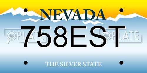 758EST Nevada License Plate