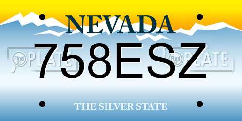758ESZ Nevada License Plate