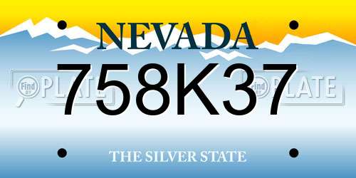758K37 Nevada License Plate