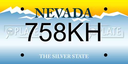 758KH Nevada License Plate