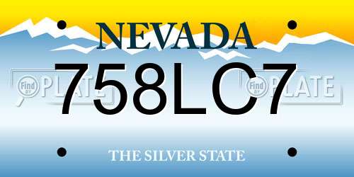 758LC7 Nevada License Plate